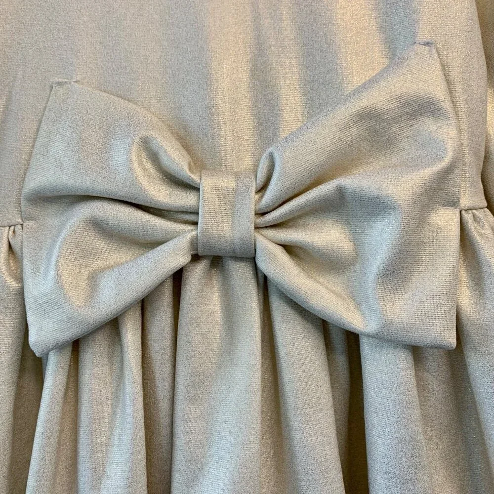 BARDOT JUNIOR Shimmer Party Dress Girls 6 NEW Big Bow Wool Blend Gold Cream NWT - Picture 4 of 9